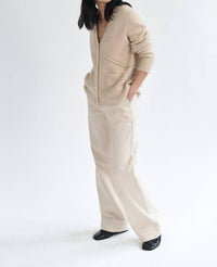 M.PATMOS Leto V Neck Wool Cardigan in wheat - women's cardigan