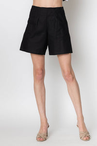 ZETAYE Celeste Linen Cotton Short in black - women's shorts