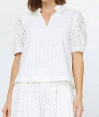 Current Air - Eyelet Short Sleeve Blouse