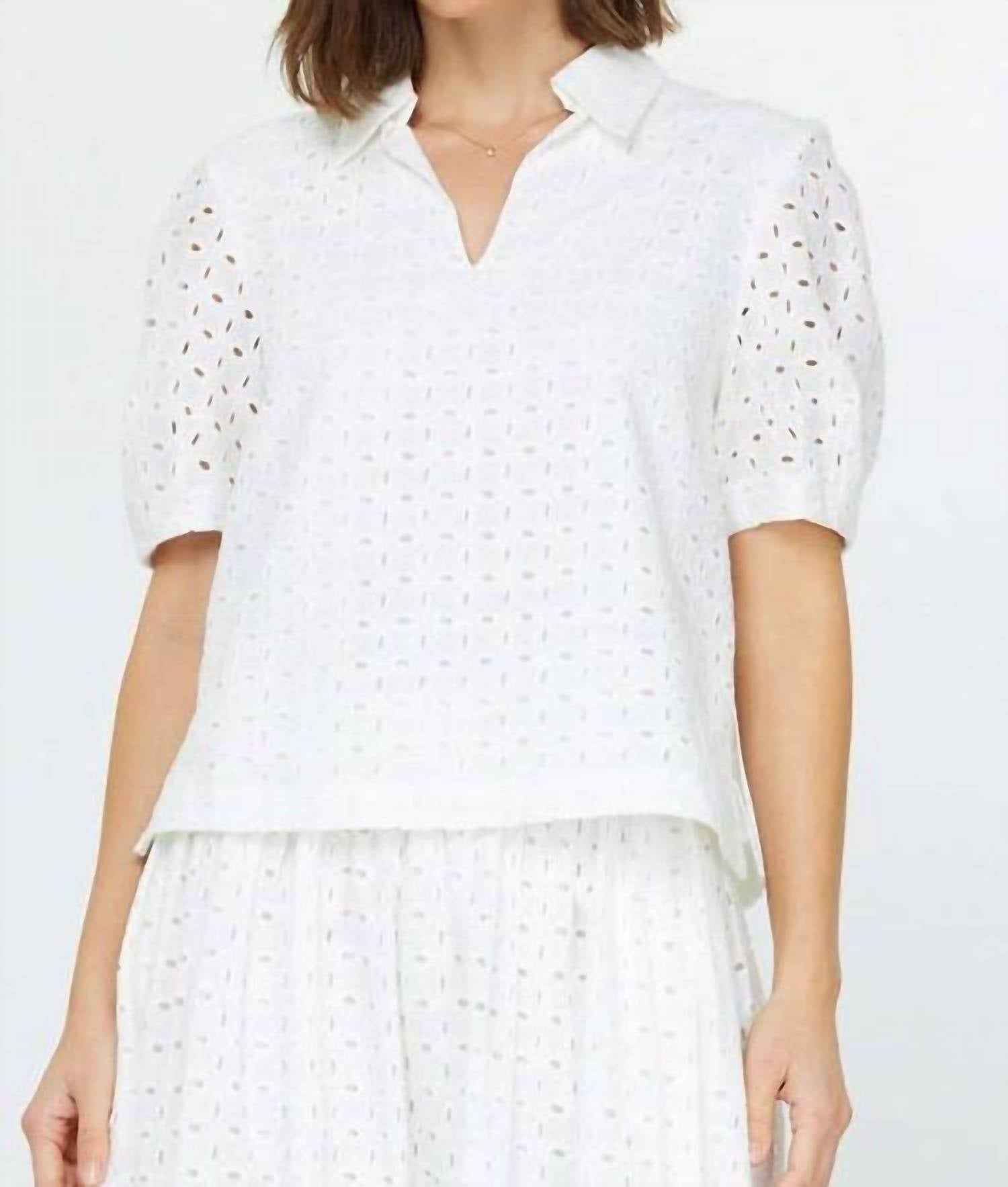 Current Air - Eyelet Short Sleeve Blouse