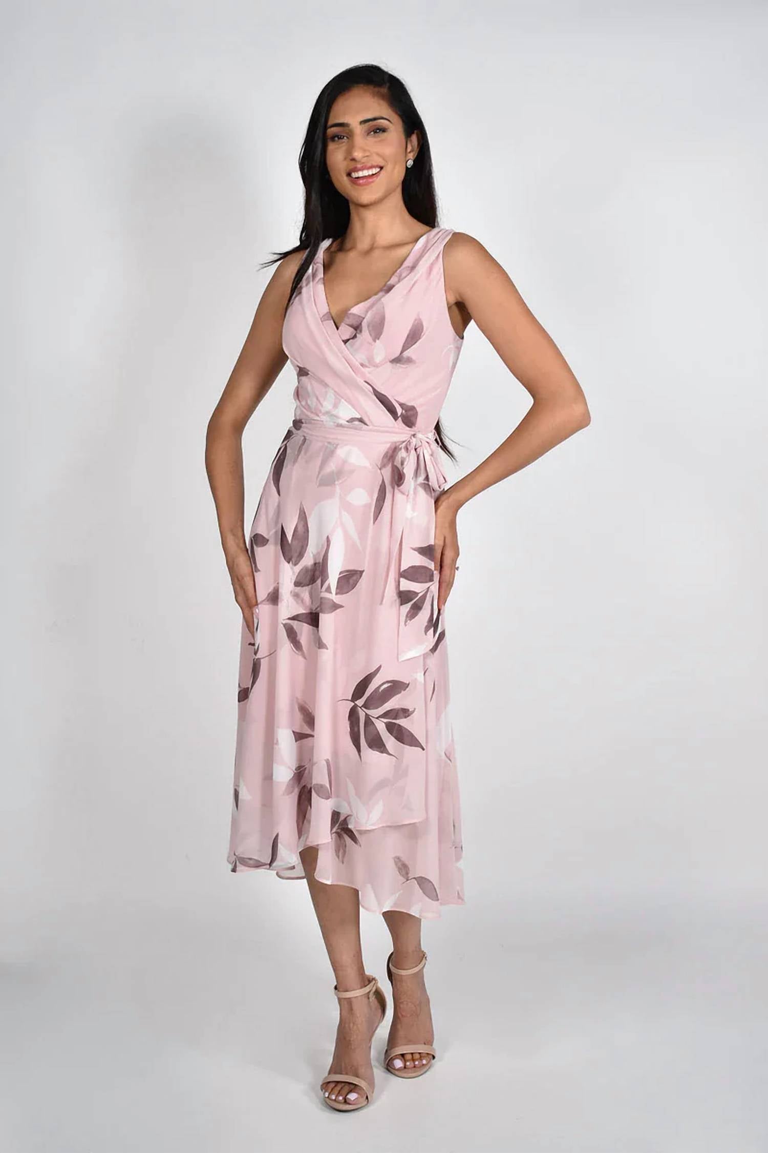 Frank Lyman - Bella Leaf Print Sleeveless Midi Dress