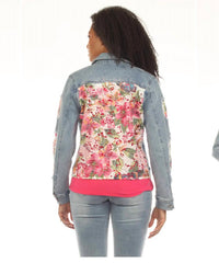 Azi - diana denim floral jacket