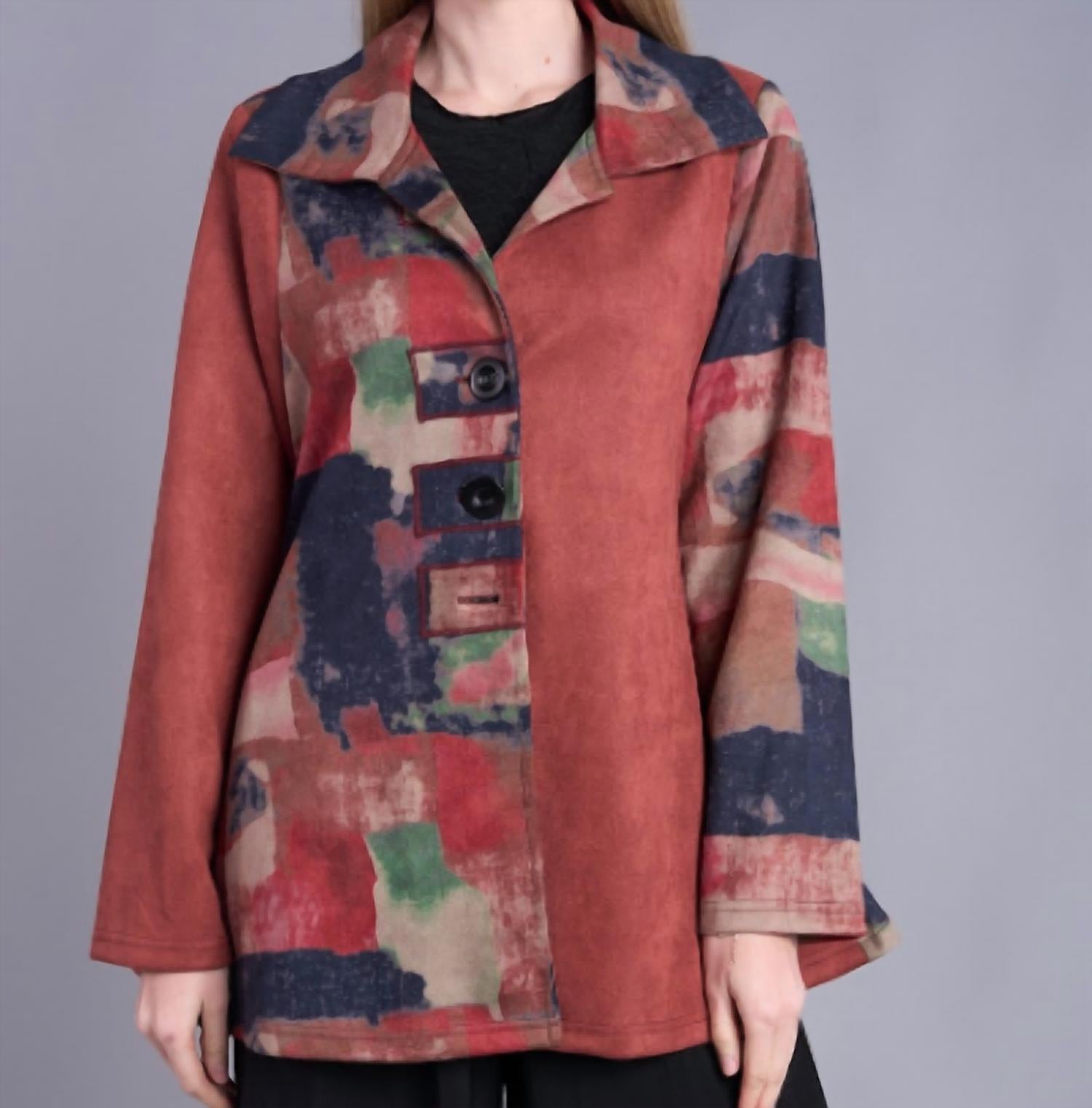 Shana Apparel - Suede Mix Media Jacket