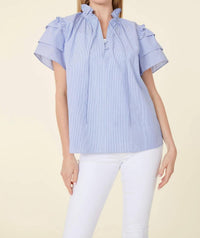 Dolce Cabo - Stripe Flutter Sleeve Top
