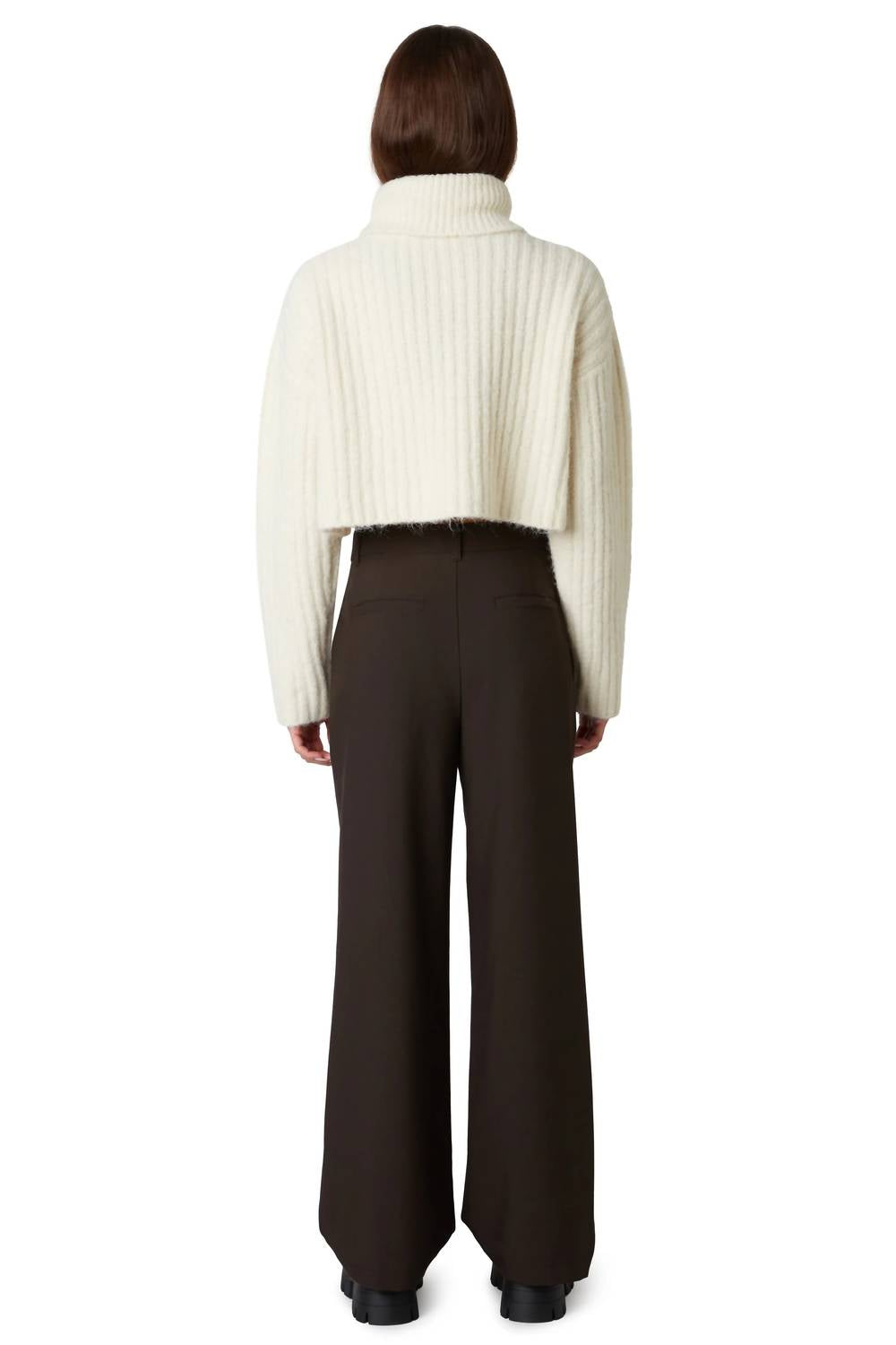 NIA Kara Wide Leg Trouser in espresso - women's pants - detail view