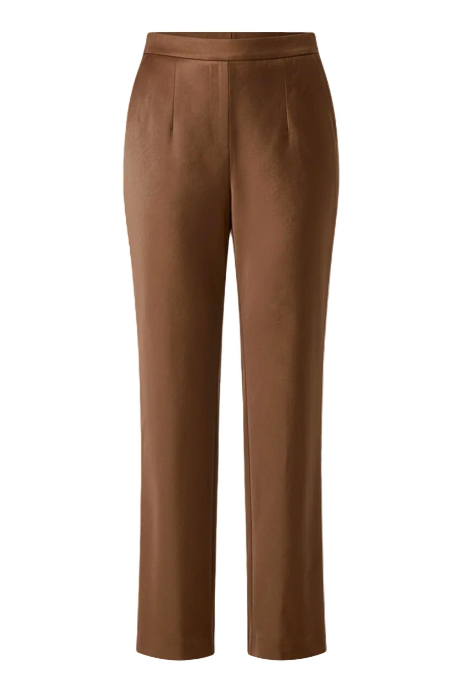 Lilla P Satin Clean Front Pants in chocolate - women's pants - alternate view