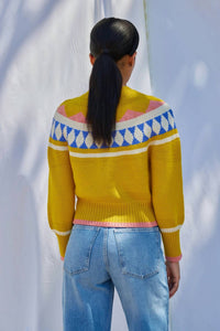 Atelier Delphine Bella Knit Sweater in yellow nordic - women's sweater - detail view