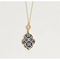 FUNKY MONKEY Women's Mosaic Long Pendant Necklace in black white - women's jewelry
