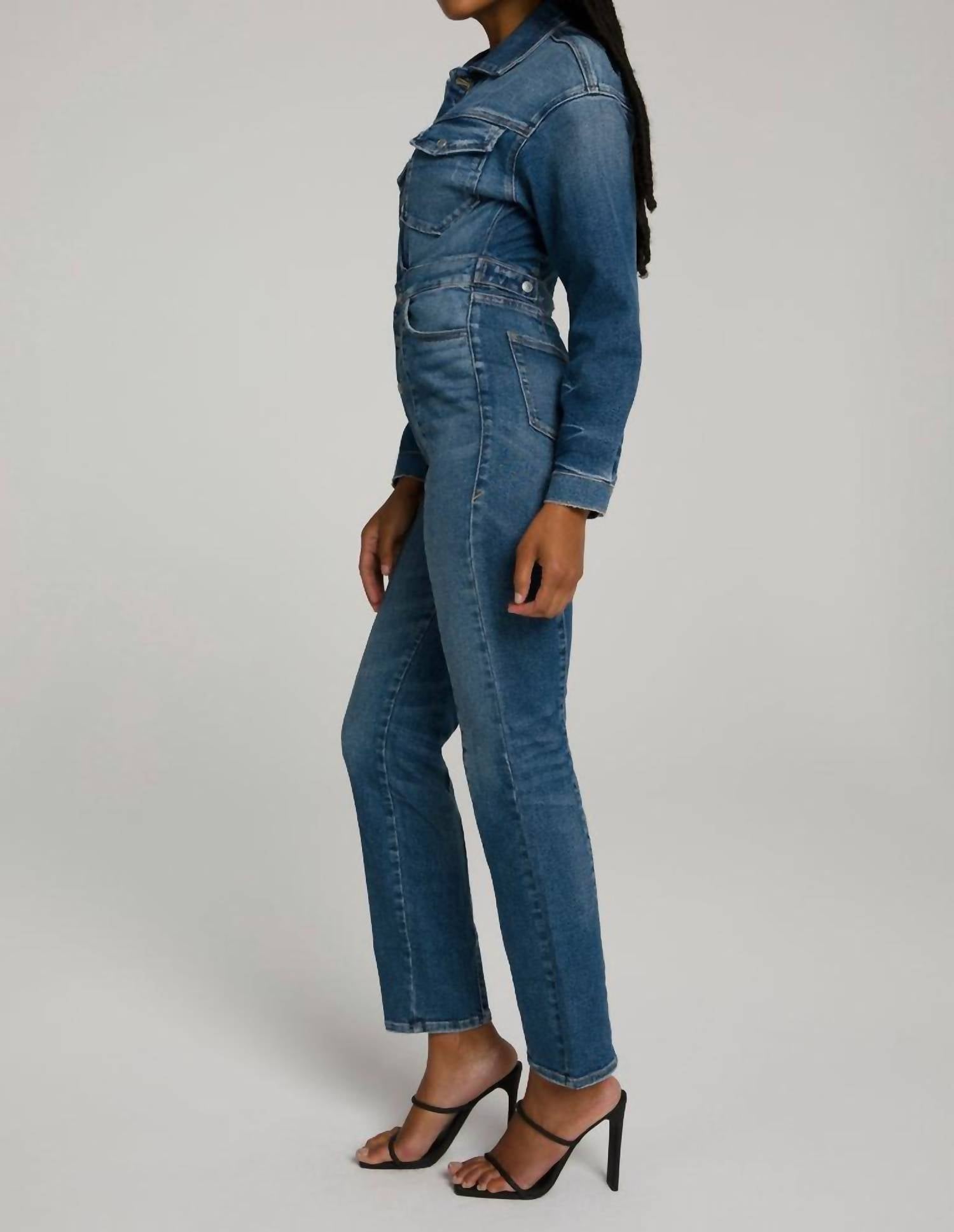 GOOD AMERICAN Committed To Fit Jumpsuit in blue - women's pants - detail view