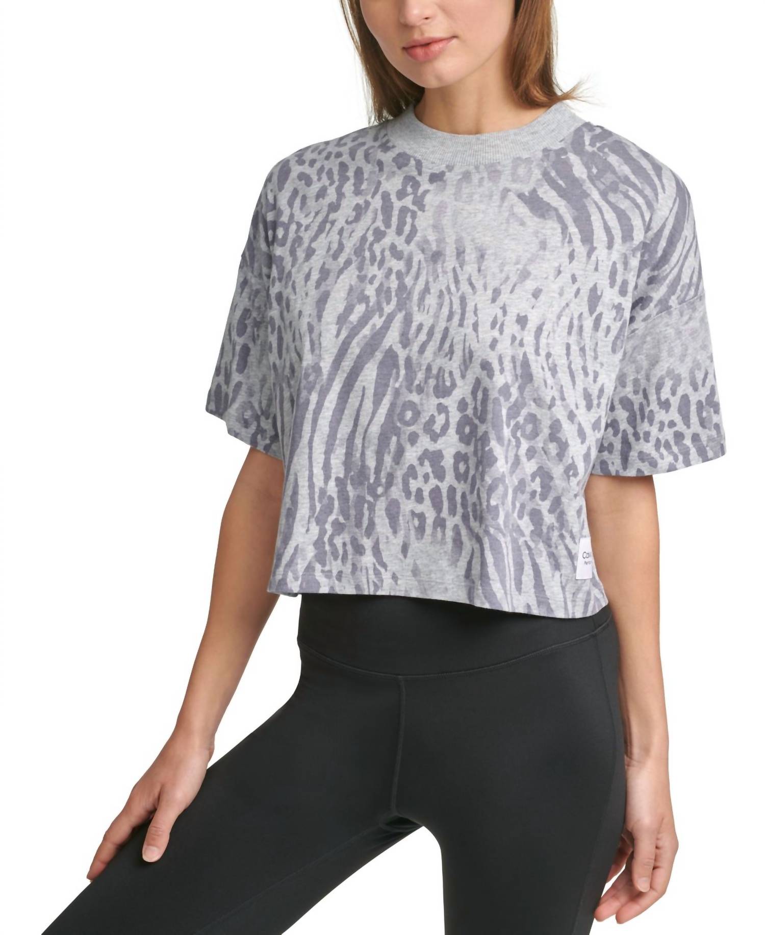 Calvin Klein - Performance Cropped Animal-Print T-Shirt
