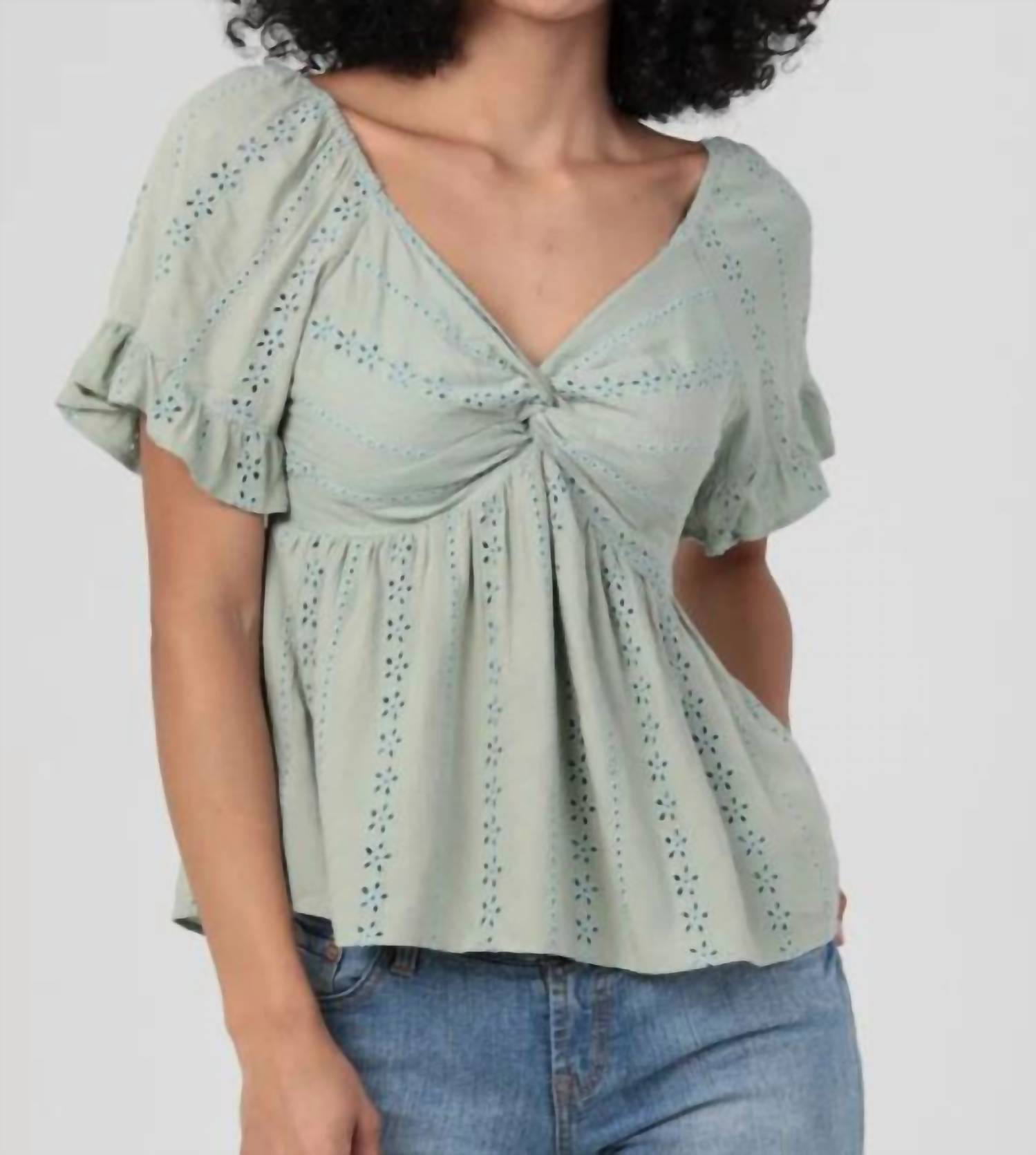 Angie - Twisted Front Peplum Top