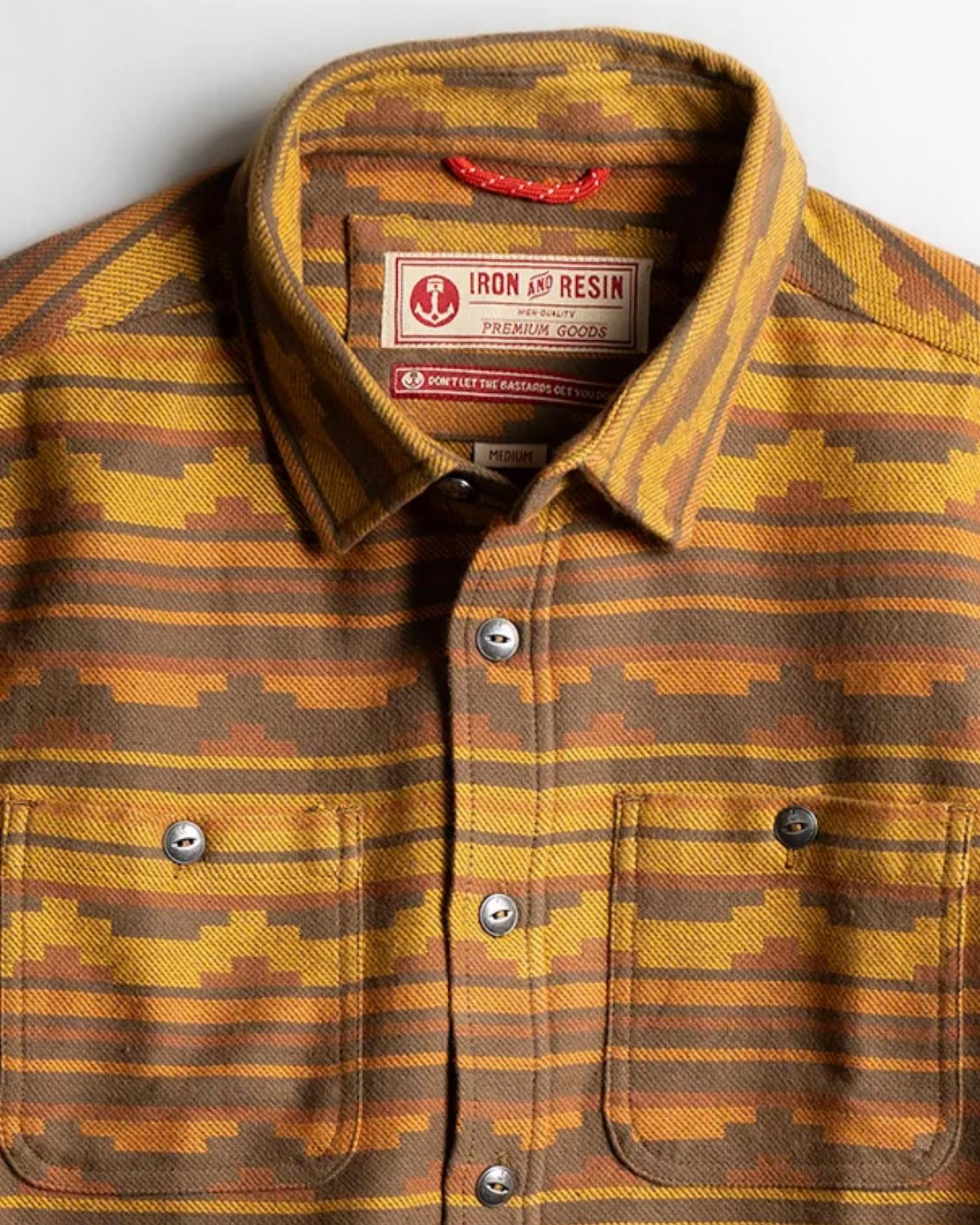 Iron & Resin Men's Powathan Shirt in yellow - men's shirt - detail view