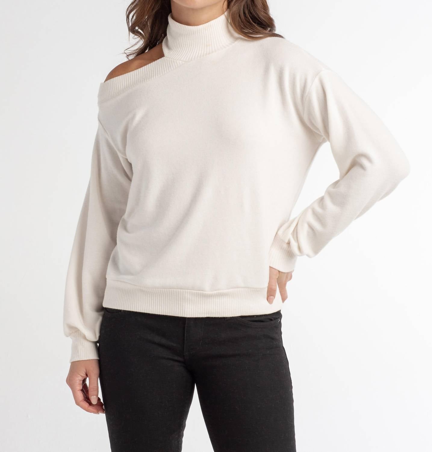 Red Haute - Women's Cut Off Shoulder Shirt