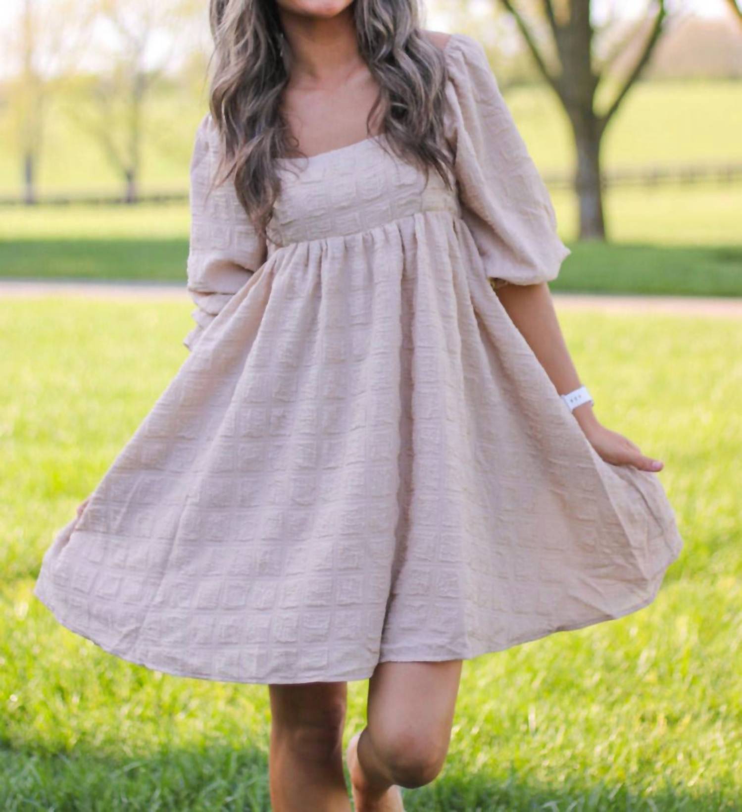 Sweet Lemon Latte Babydoll Dress in beige - women's dress
