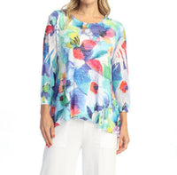 Jess & Jane - Burnout Tunic With Mesh Contrast Top