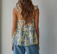 By Together The Della Top in yellow blue - women's tank top - detail view