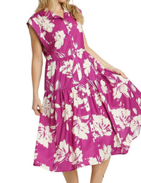Umgee - Floral Collared Midi Dress