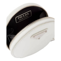 Prada - Women's Triangle Plaque Smooth Leather Round Mini Pouch