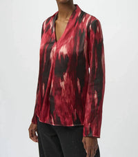 Joseph Ribkoff - Abstract V-neck Satin Top