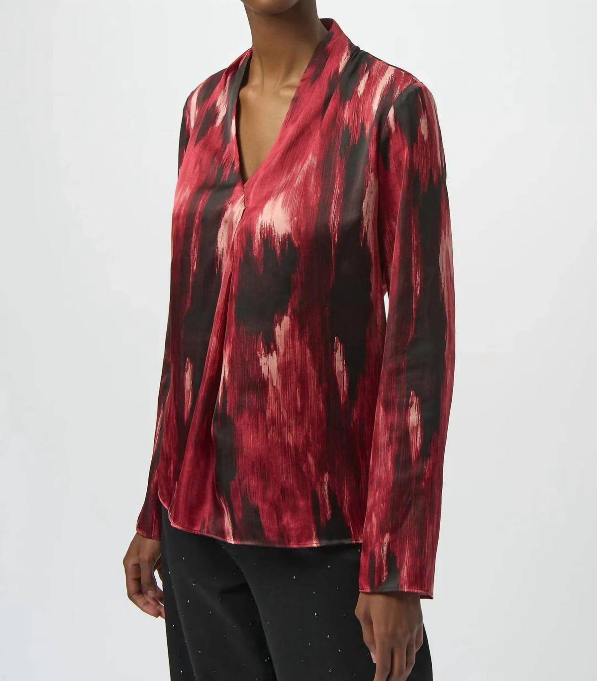 Joseph Ribkoff - Abstract V-neck Satin Top