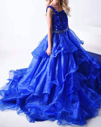Ava Presley - Girls Cascading Ruffled Layers Gown