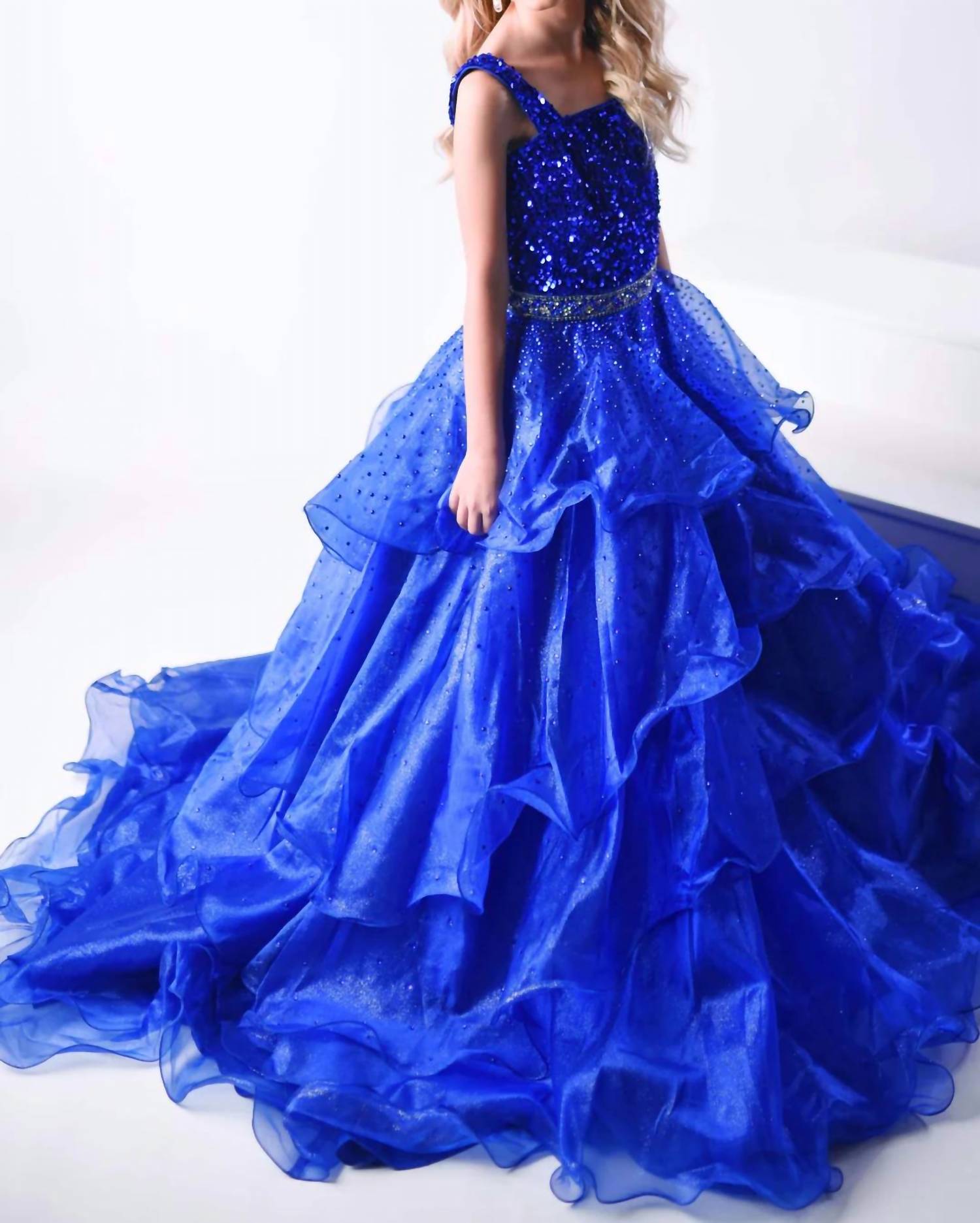 Ava Presley - Girls Cascading Ruffled Layers Gown