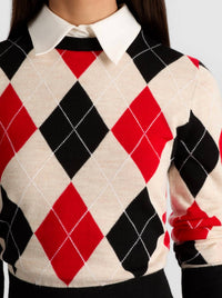 Alice + Olivia - Carolann Argyle Pullover Top