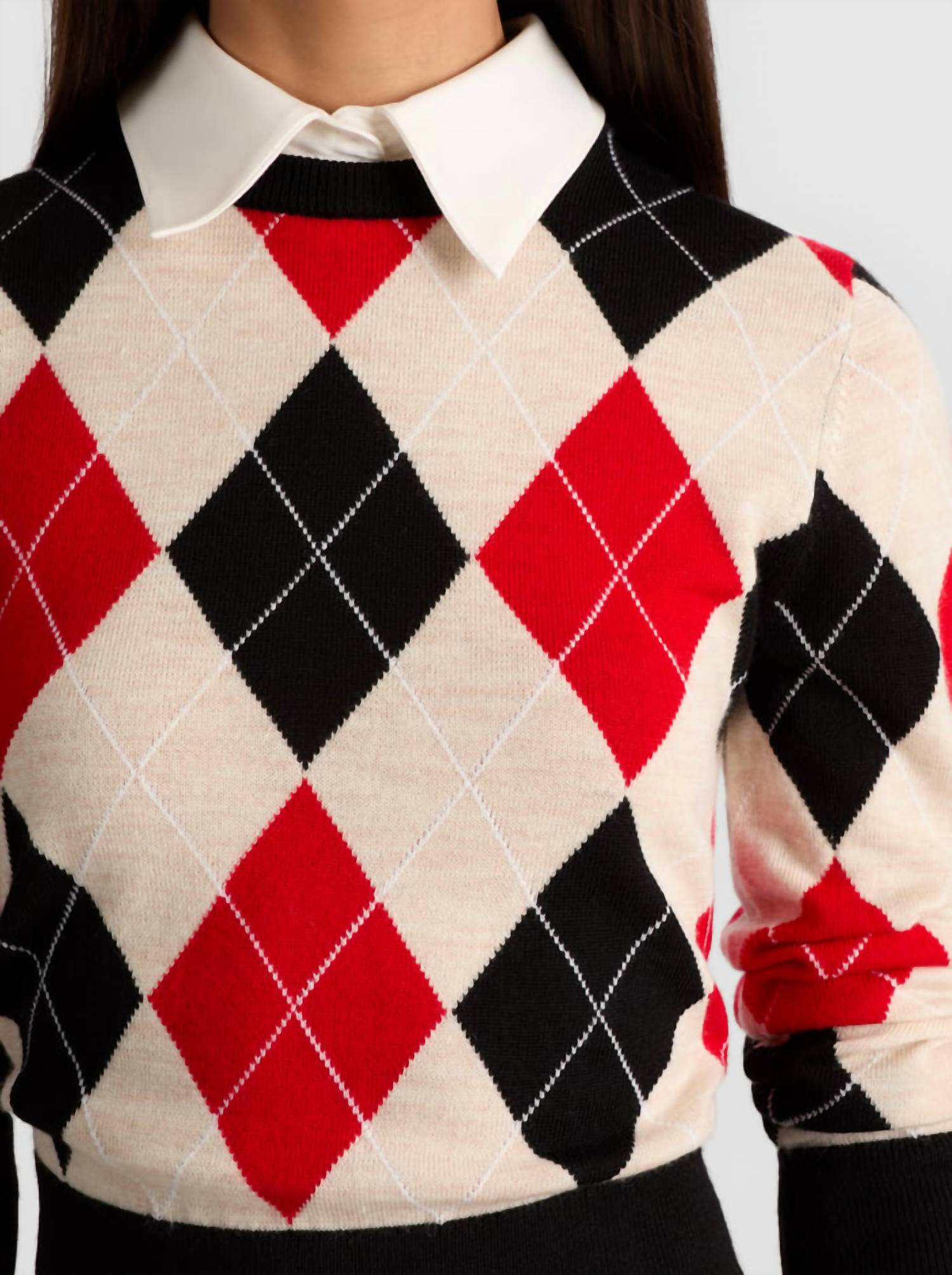 Alice + Olivia - Carolann Argyle Pullover Top