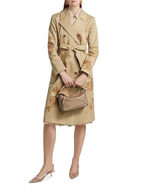 L'Agence - Venus Floral-embroidered Double-breasted Trench Coat