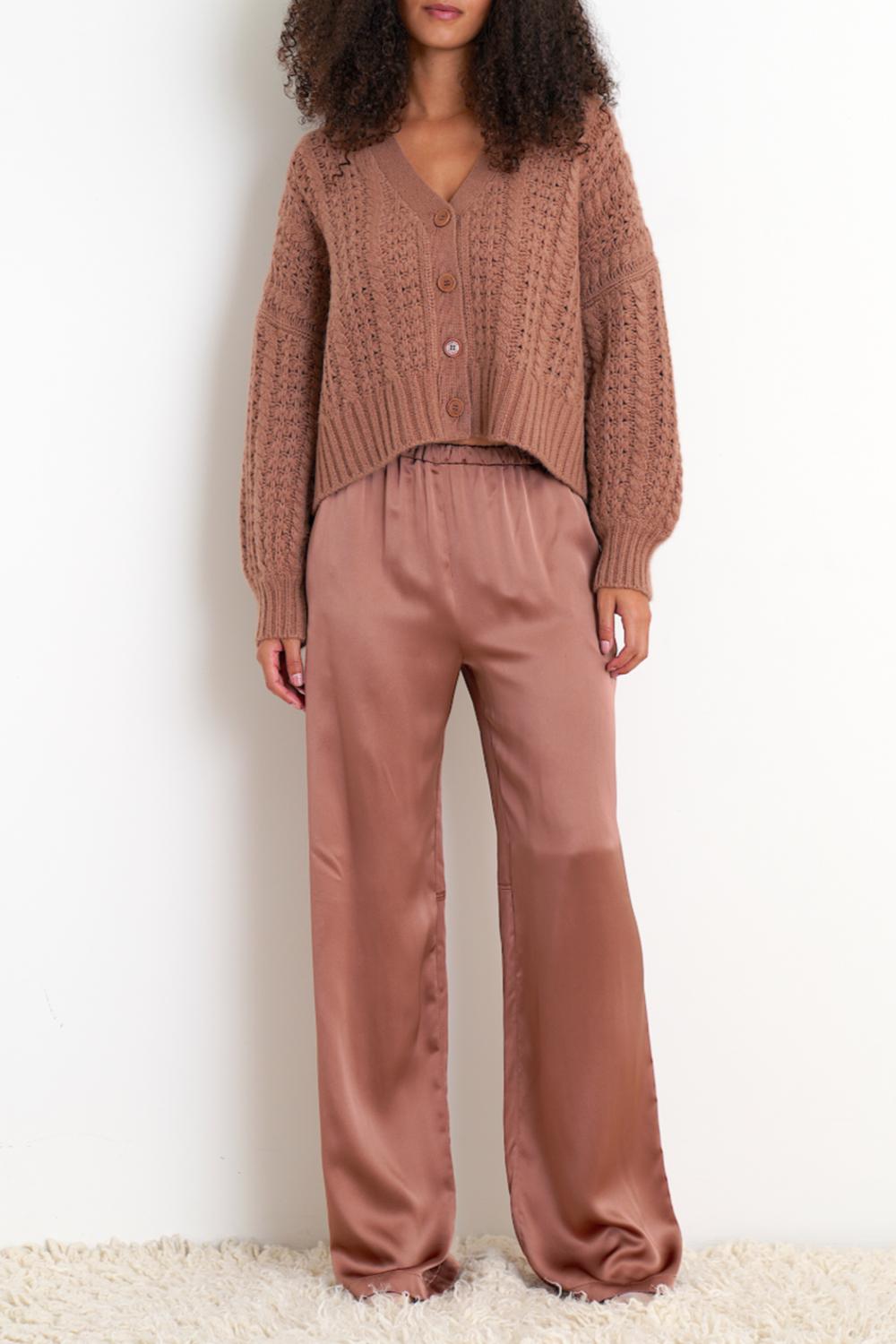 SABLYN Hazel Slouchy Cardigan in sand - women's cardigan