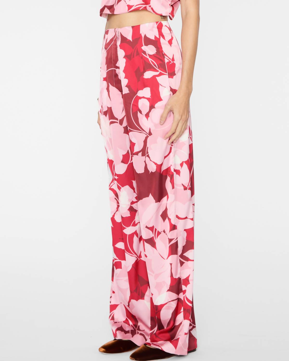 Misa Los Angeles High-rise Rita Pants in flora rosada satin - women's pants - view 4