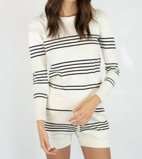 Kathryn McCarron Cashmere Striped Short in ivory - women's shorts