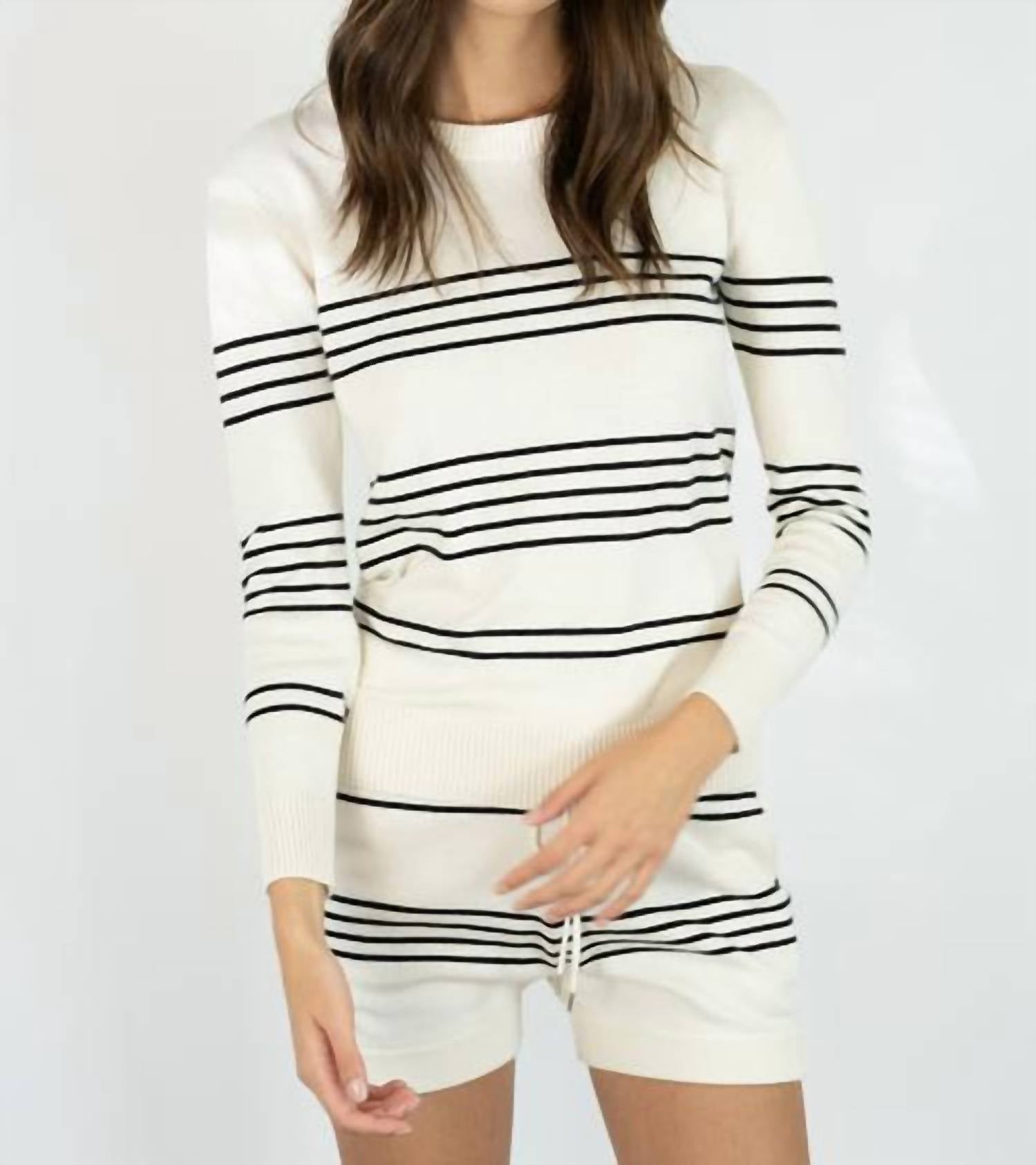 Kathryn McCarron Cashmere Striped Short in ivory - women's shorts