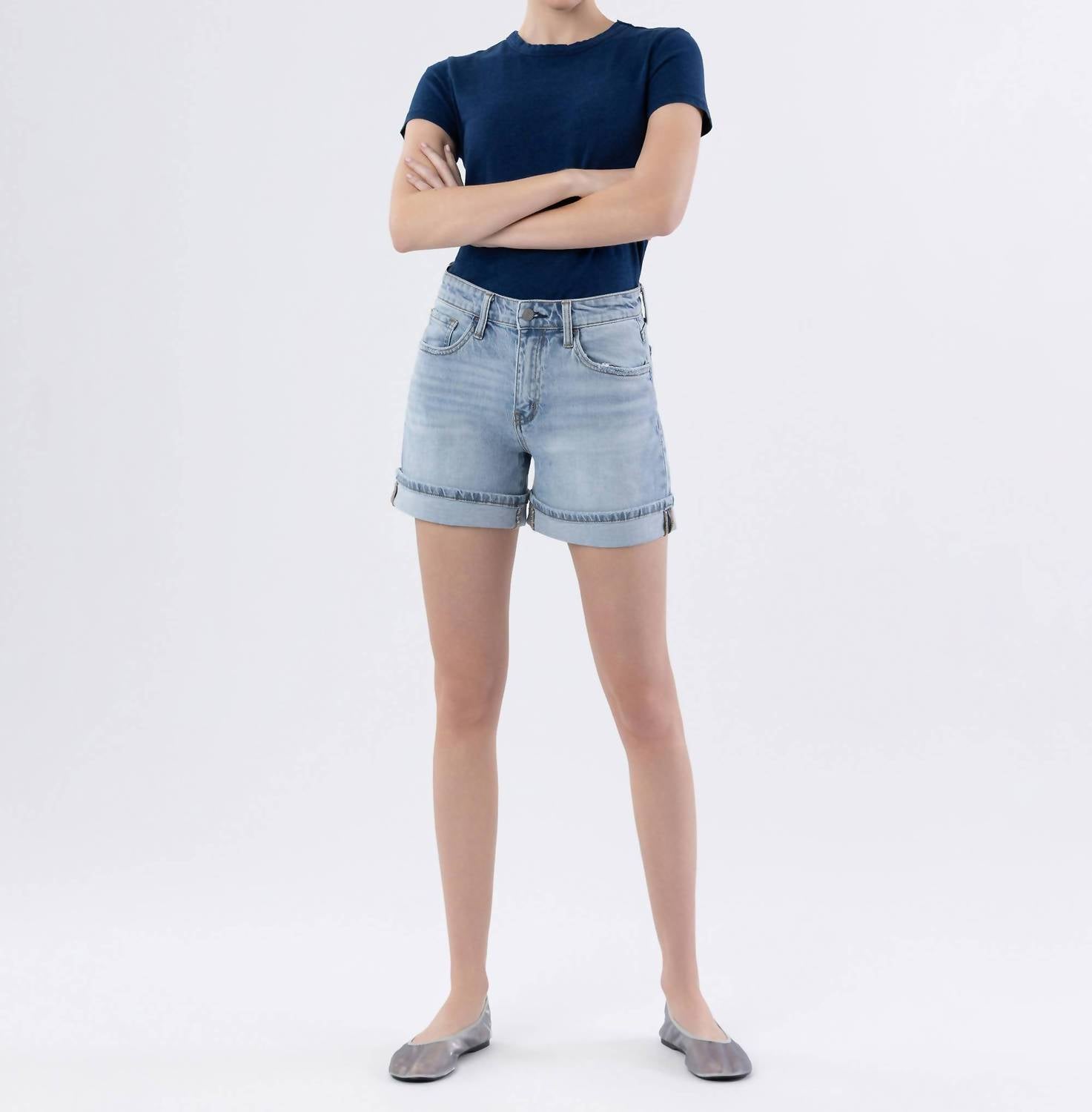 Vervet By Flying Monkey - Rebecca Cuffed Denim Shorts