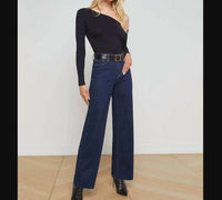 L'Agence Scottie High Rise Wide Leg Jeans in koval dark wash - women's jeans