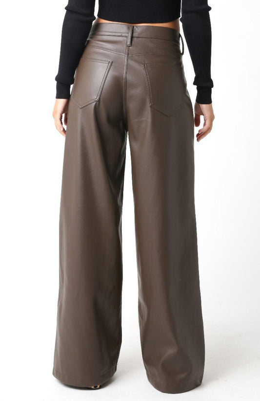 Olivaceous - Me Espresso Faux Leather Pant