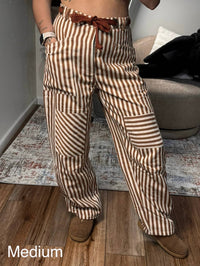 Urban Daizy - Parker Striped Patch Pocket Utility Pants