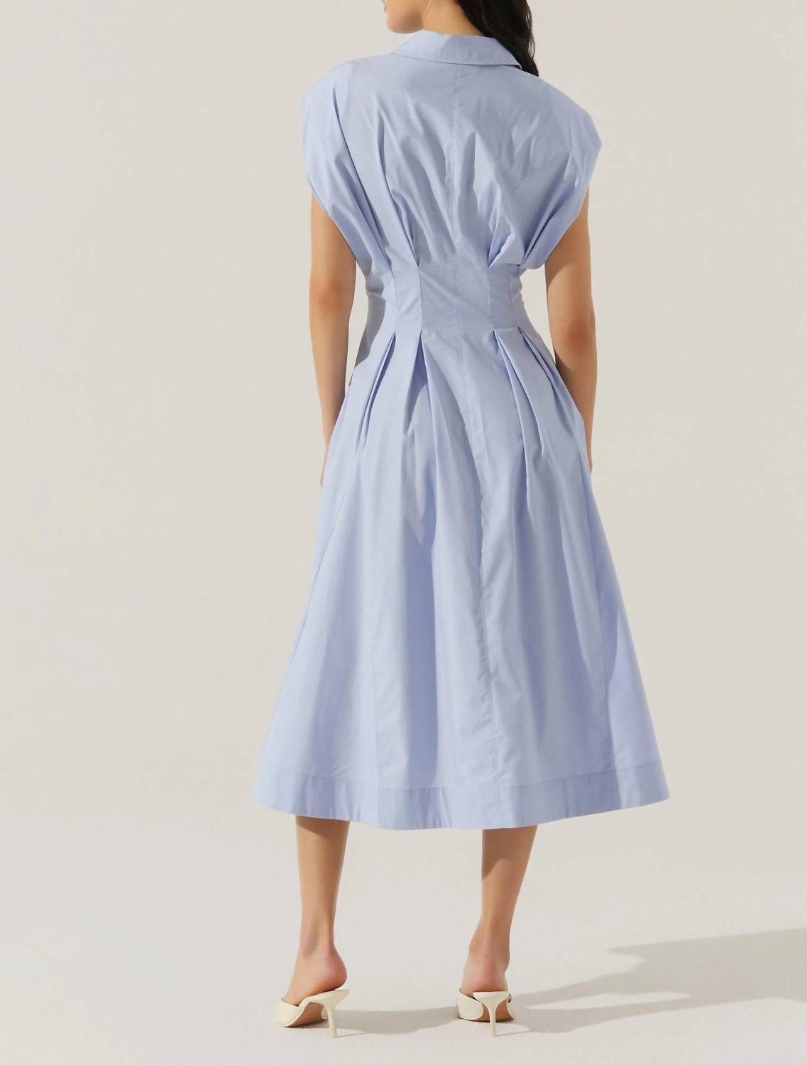Astr - Beckett Tapered Waist Pleated Midi Dress
