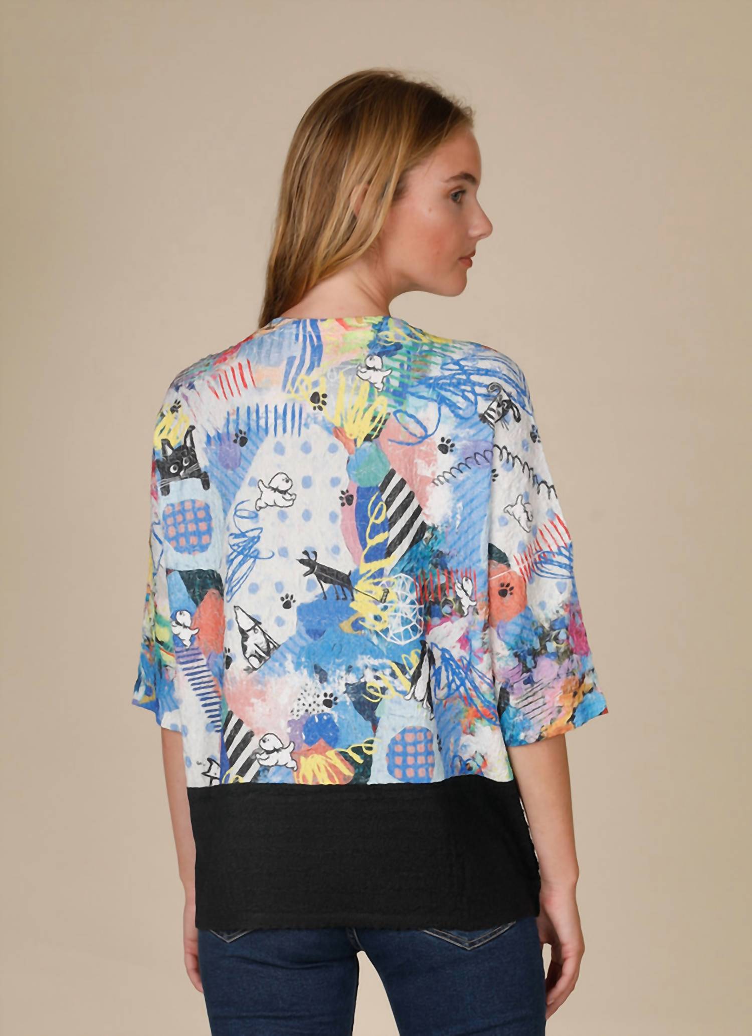 Inoah - Color Splash Waffle Knit Top