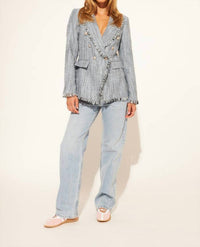 JOHN + JENN Andres Tweed Blazer in denim - women's jacket - detail view