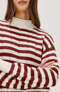 Rails Corrine Mockneck Sweater in ivory russet stripe - women's sweater - alternate view
