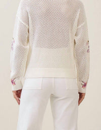 Able - Floral Print Open Knit Sweater