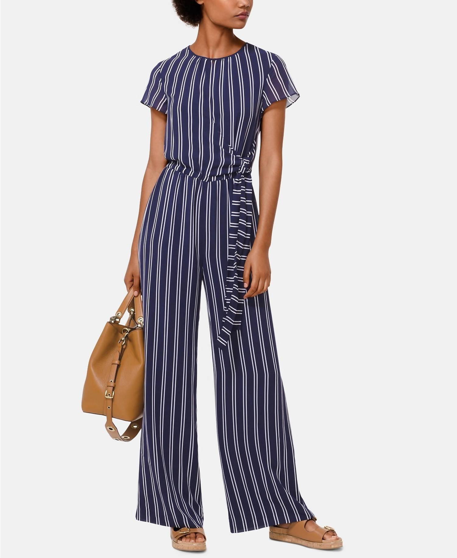 Michael Michael Kors - Women's Striped Tie Waist Jumpsuit