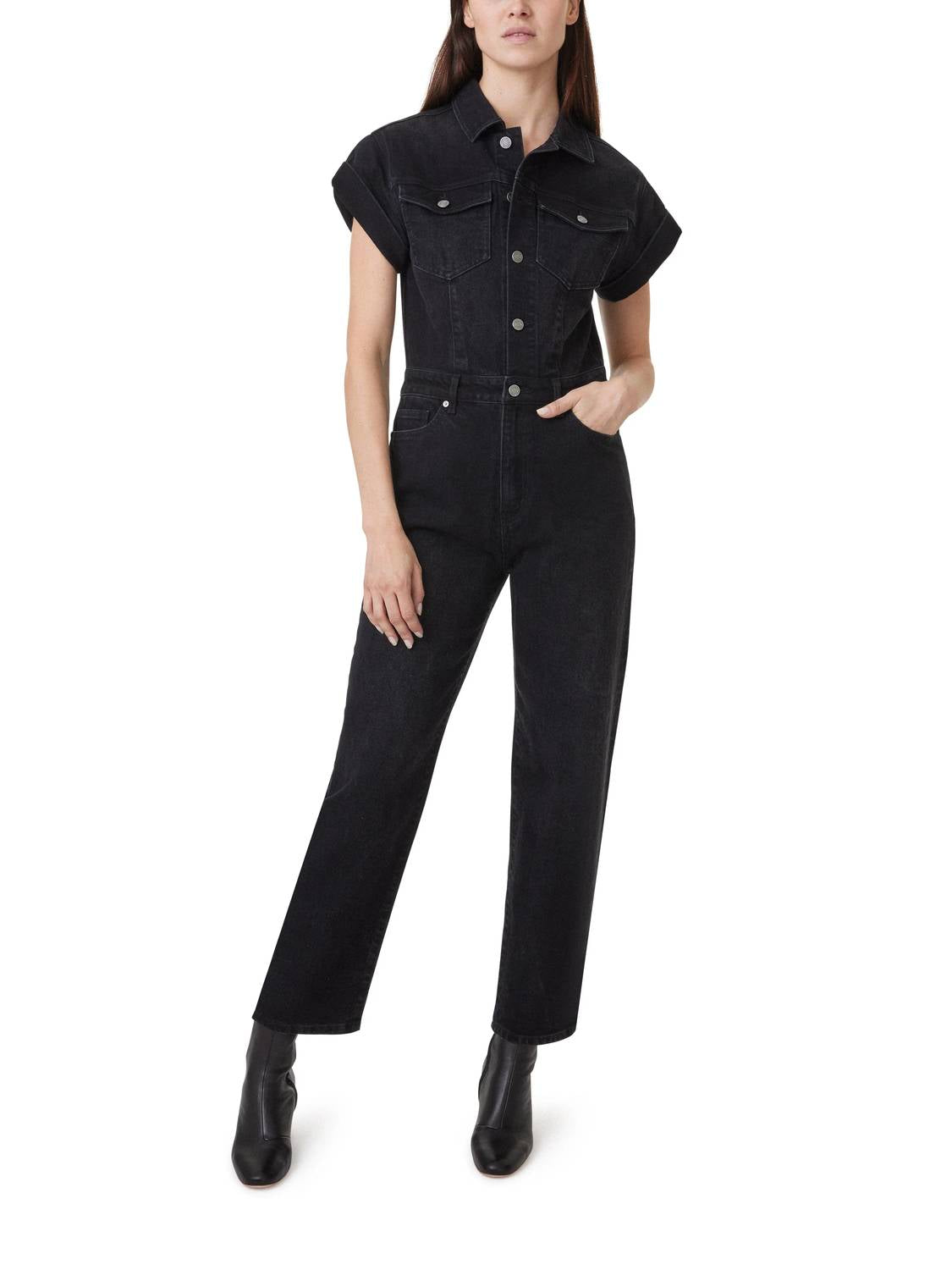 Habitual - Rolled Sleeve Denim Jumpsuit