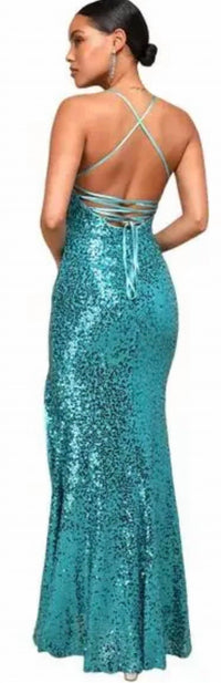 Lulus - Glowing Praise Sequin Lace-up Maxi Dress