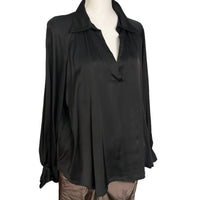 Made In Italy - Emilia Satin V-neck Blouse