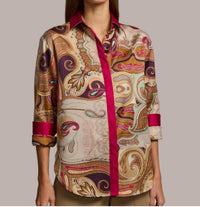 Hinson Wu Halsey Long Sleeve Shirt Top in scarf - women's long sleeve top - detail view