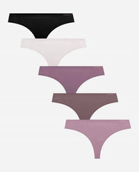 Danskin - 5-pack Bonded Microfiber Thong Underwear With Lace Back