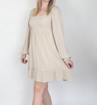 Aemi + Co - Textured Square Neck Puff Sleeve Dress