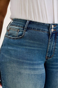 Judy Blue - Cool Denim With Cross Back Belt Loop Boyfriend Jeans